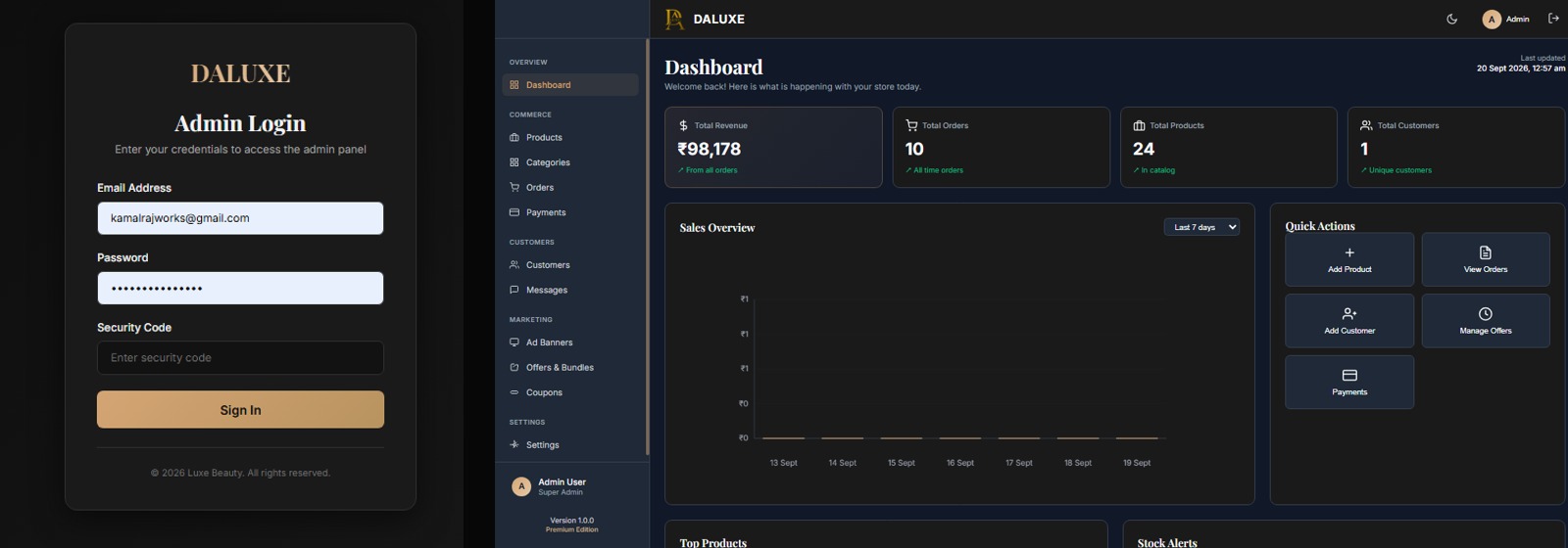 DALUXE Admin Suite preview